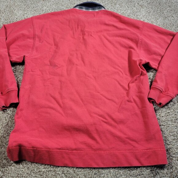 Tommy Hilfiger Rugby Shirt Mens Large Red Long Sleeve Preppy Retro Crest - Picture 8 of 9